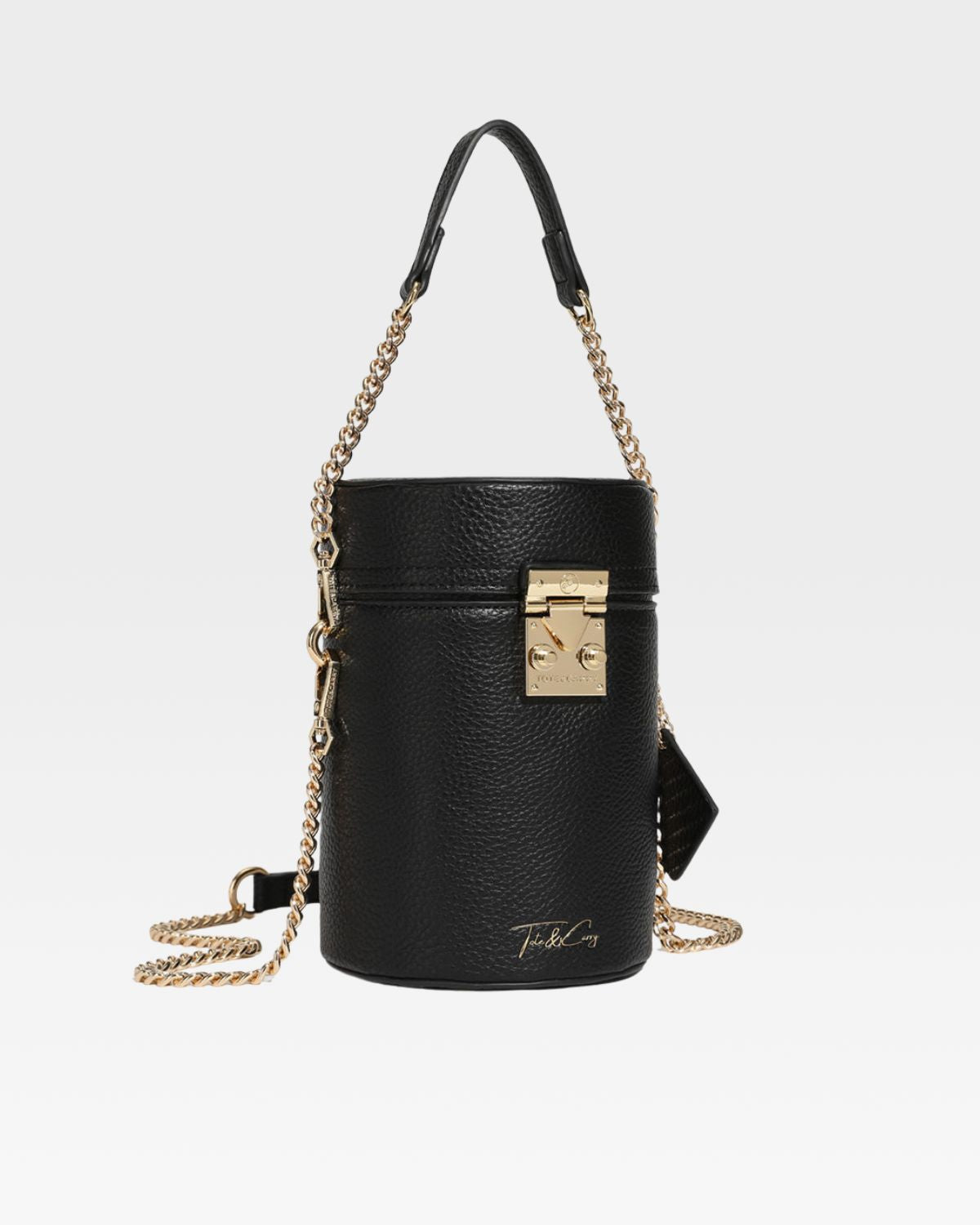 Leather Beauty Barrel Purse in Black