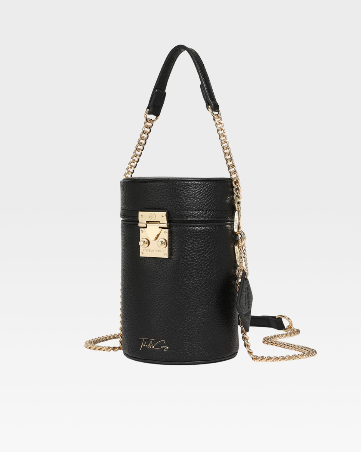 Leather Beauty Barrel Purse in Black