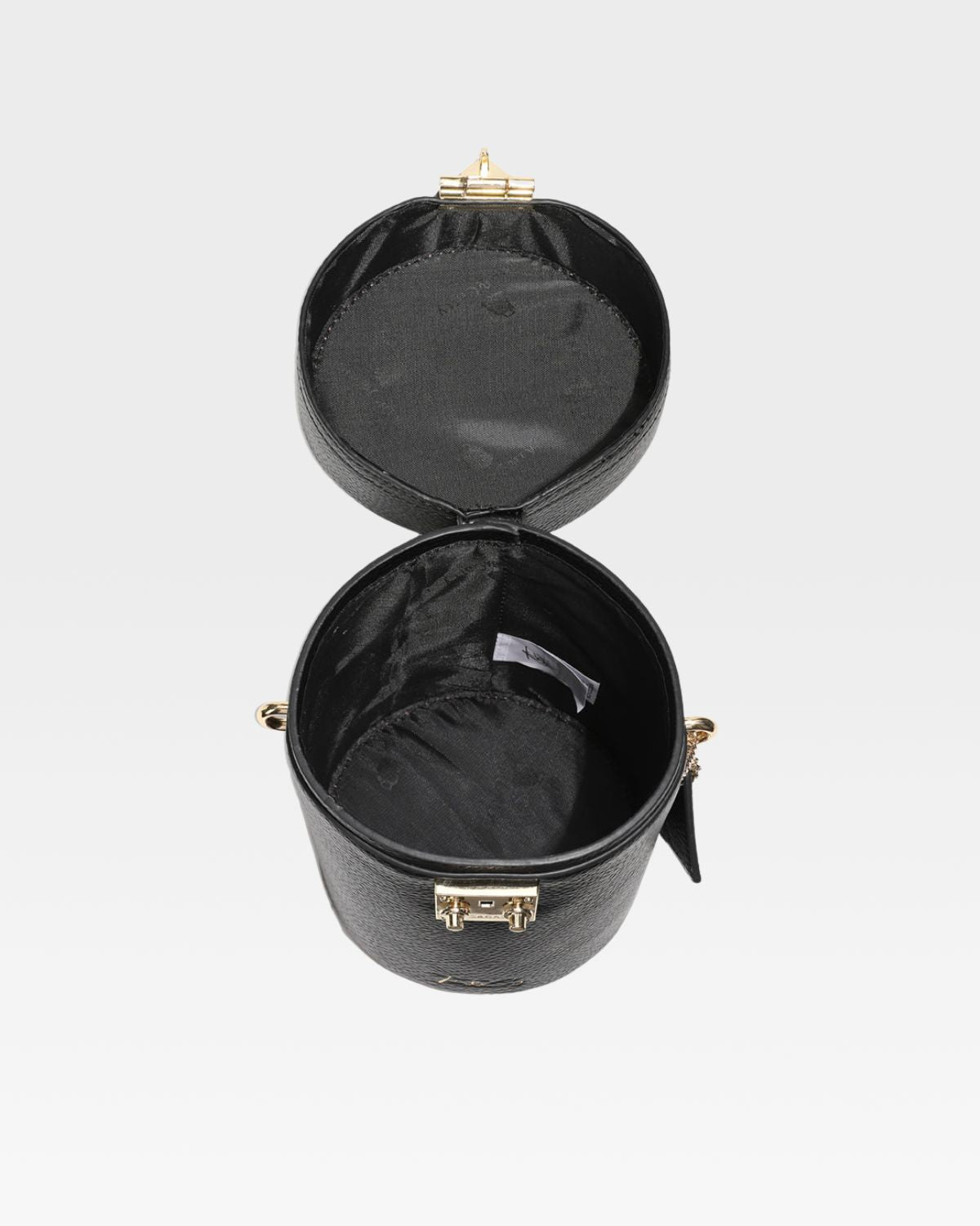 Leather Beauty Barrel Purse in Black