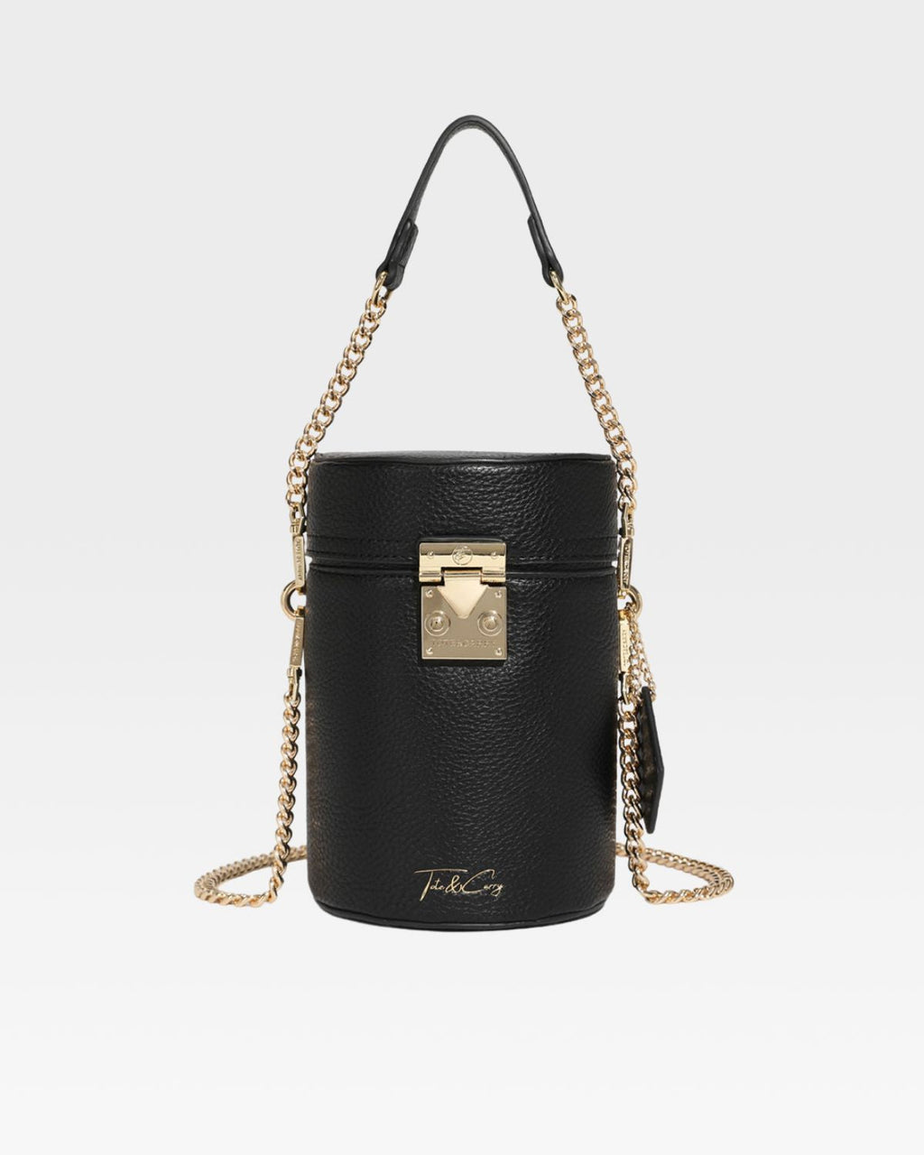 Leather Beauty Barrel Purse in Black
