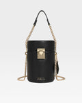 Leather Beauty Barrel Purse in Black