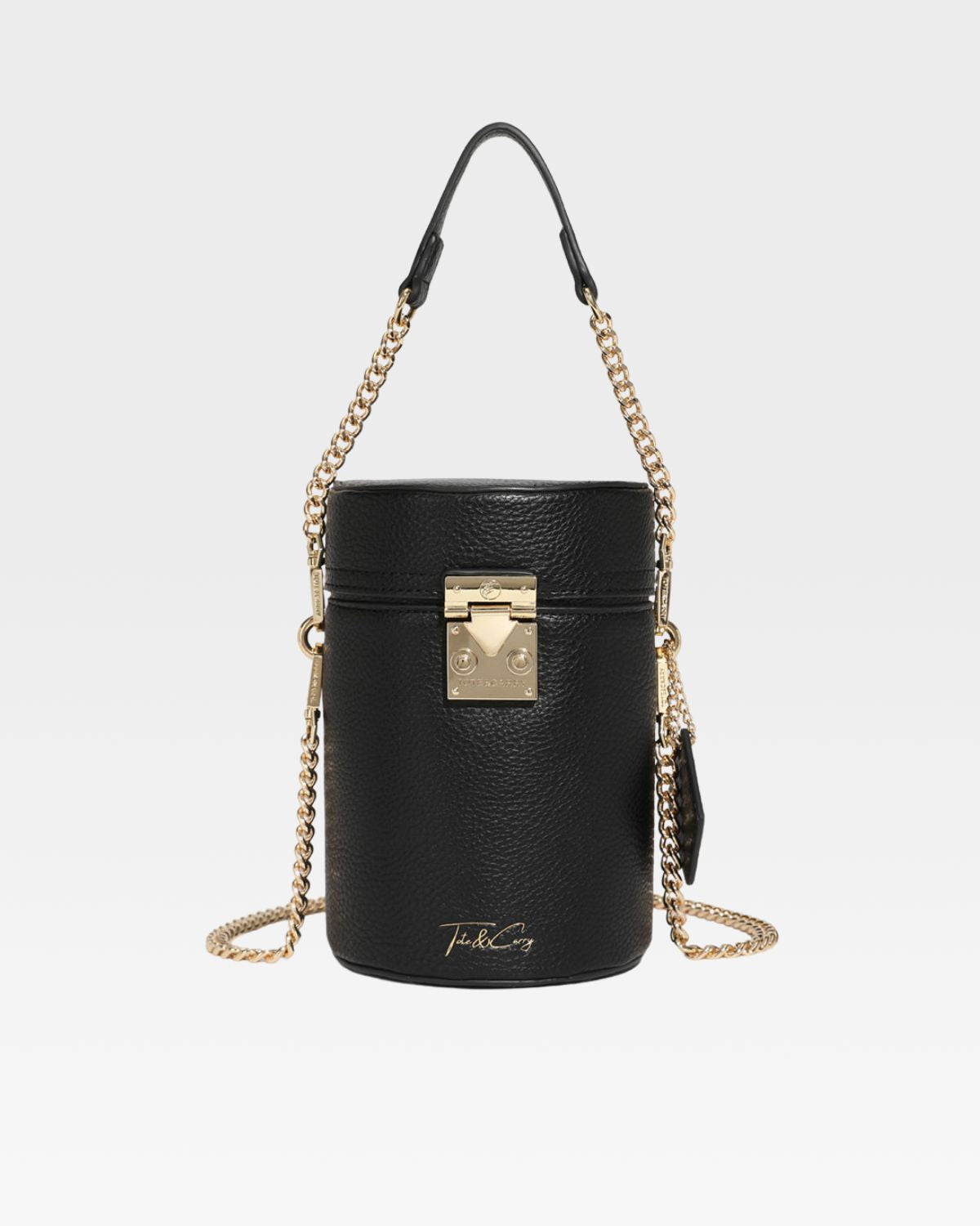 Leather Beauty Barrel Purse in Black