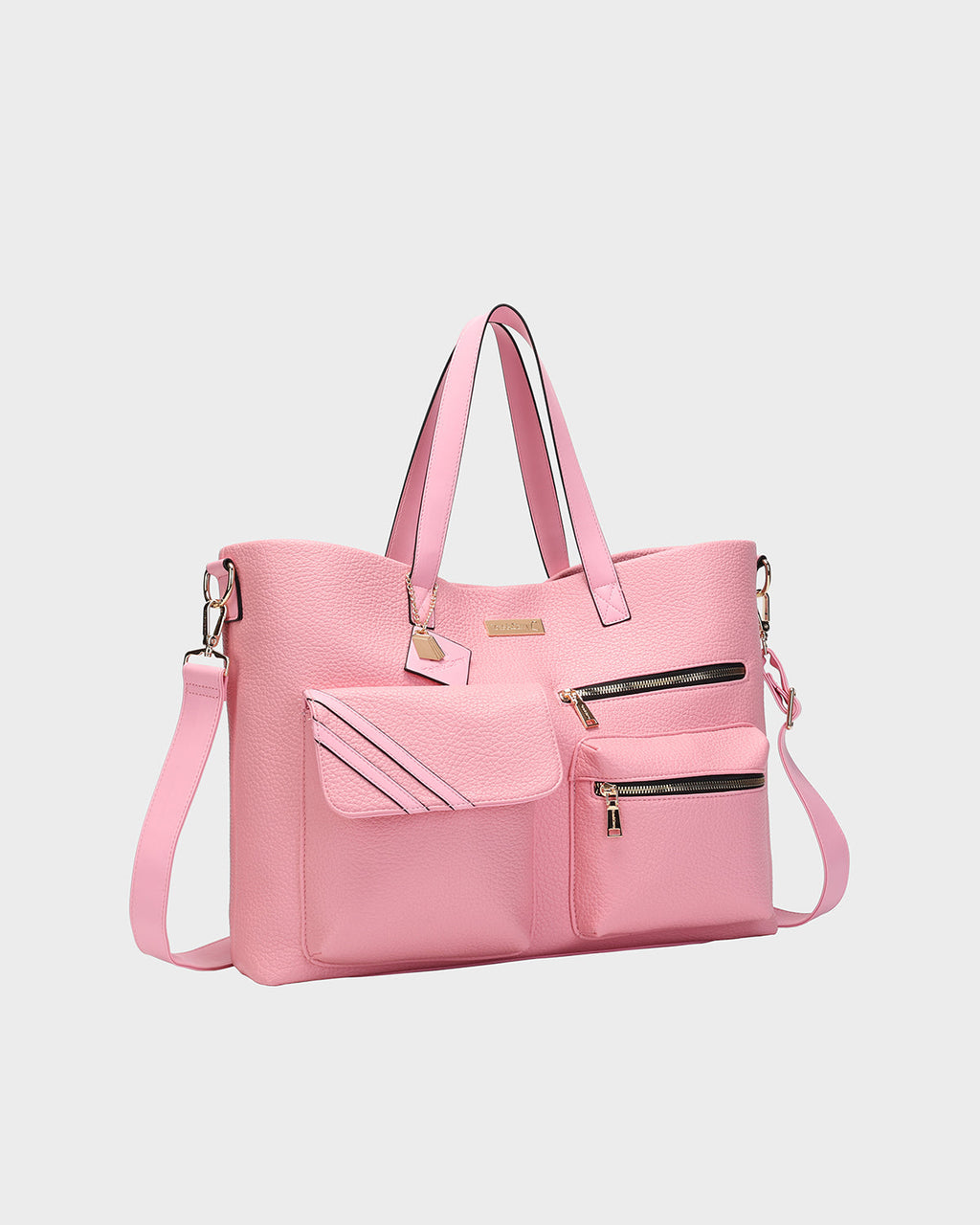 Leather Carry-All Tote Bag in Pink