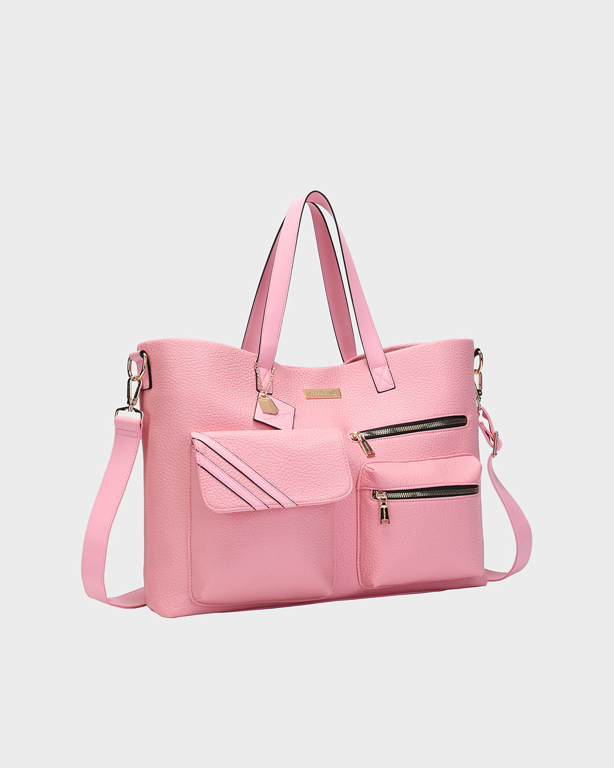 Leather Carry-All Tote Bag in Pink