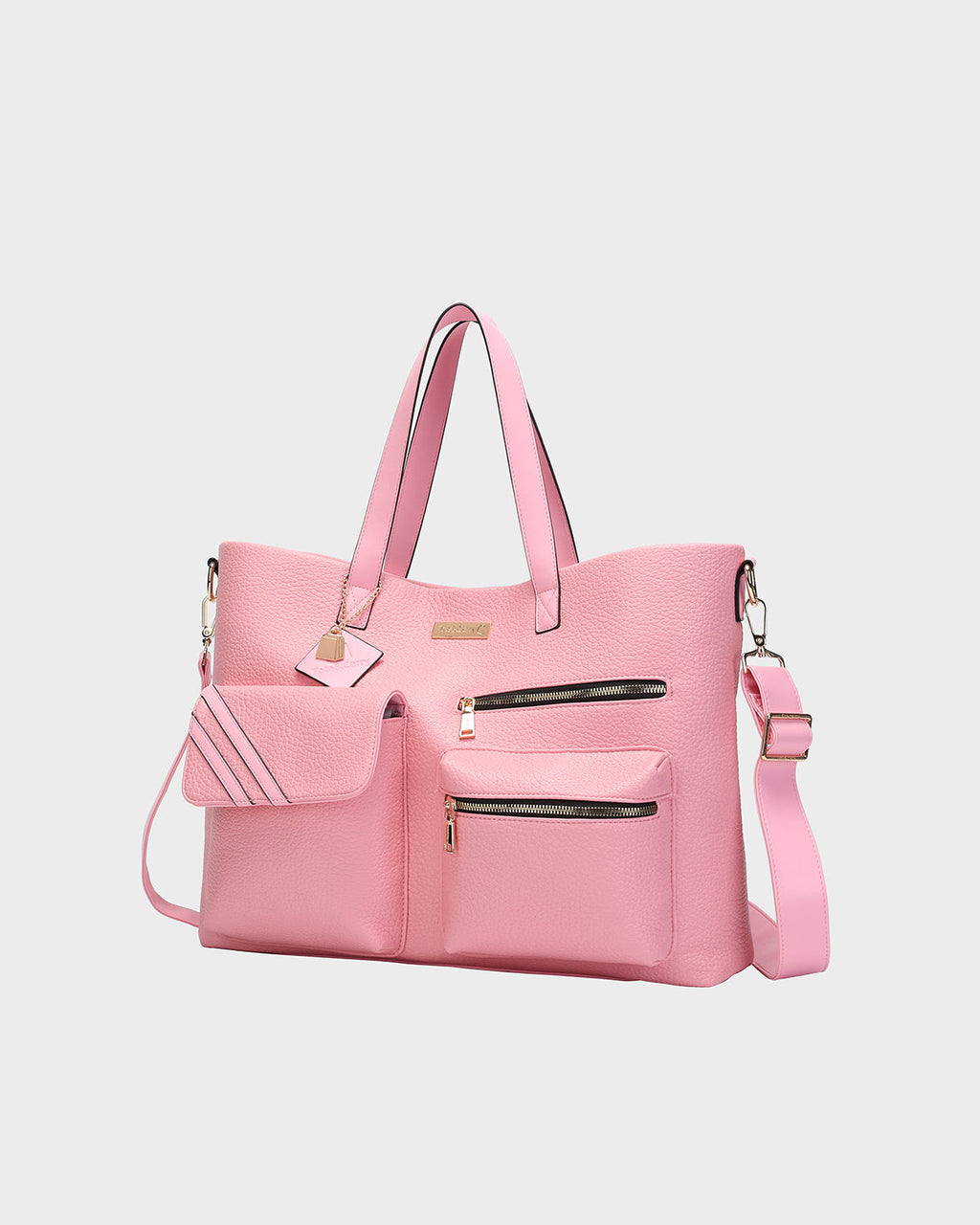 Leather Carry-All Tote Bag in Pink