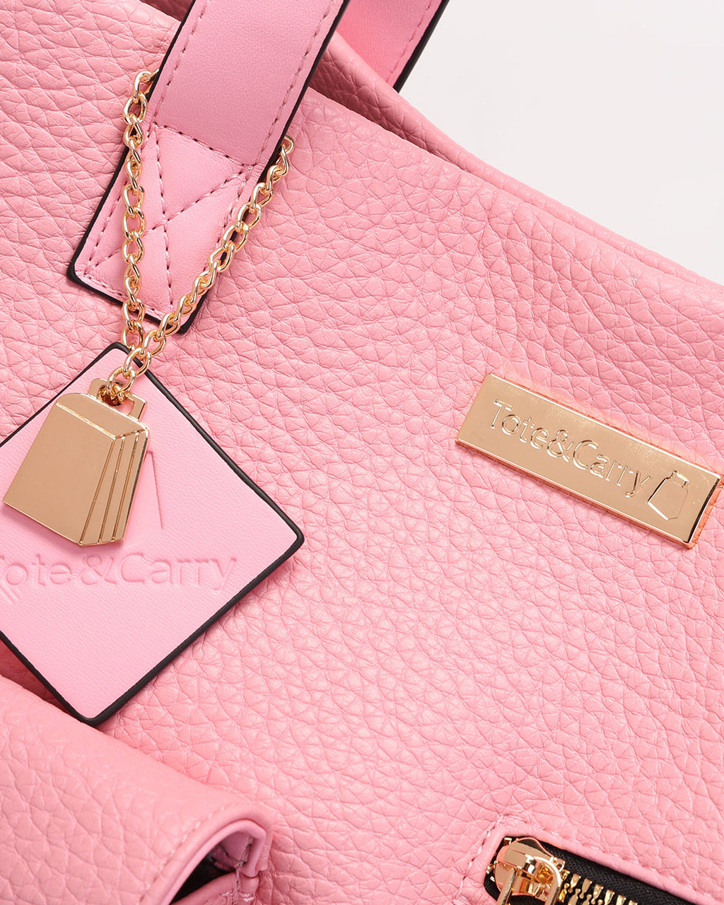 Leather Carry-All Tote Bag in Pink