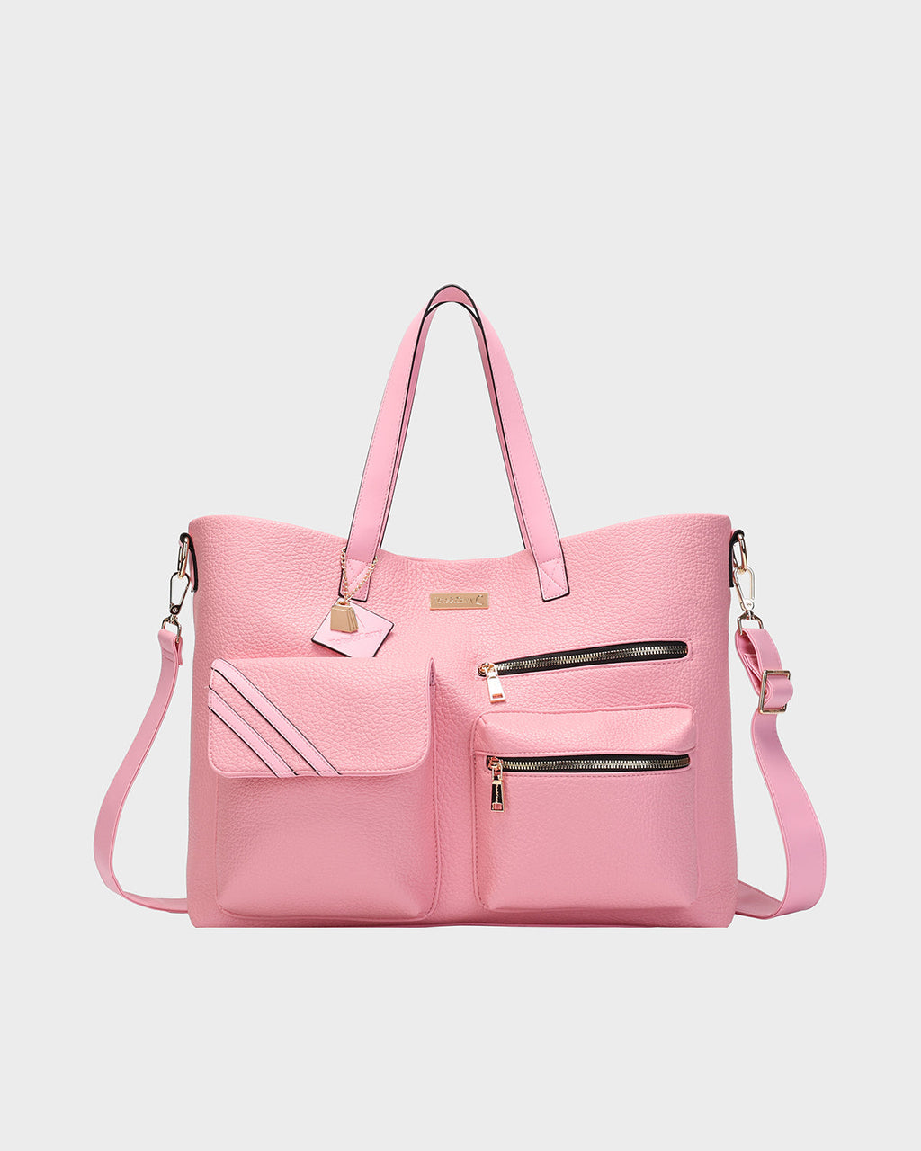 Leather Carry-All Tote Bag in Pink