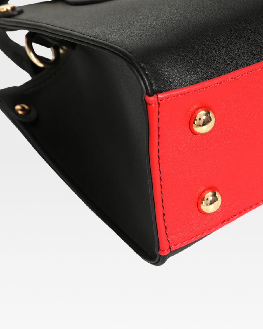 Lisse Mini Tote Bag in Black & Red