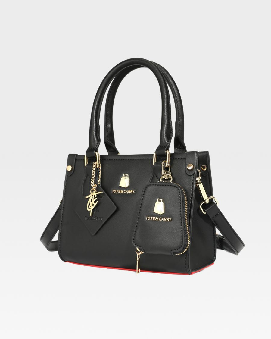 Lisse Mini Tote Bag in Black & Red