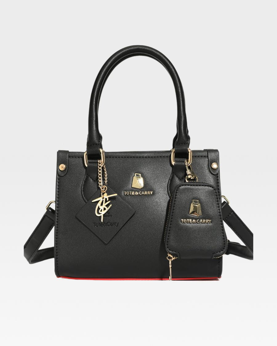 Lisse Mini Tote Bag in Black & Red