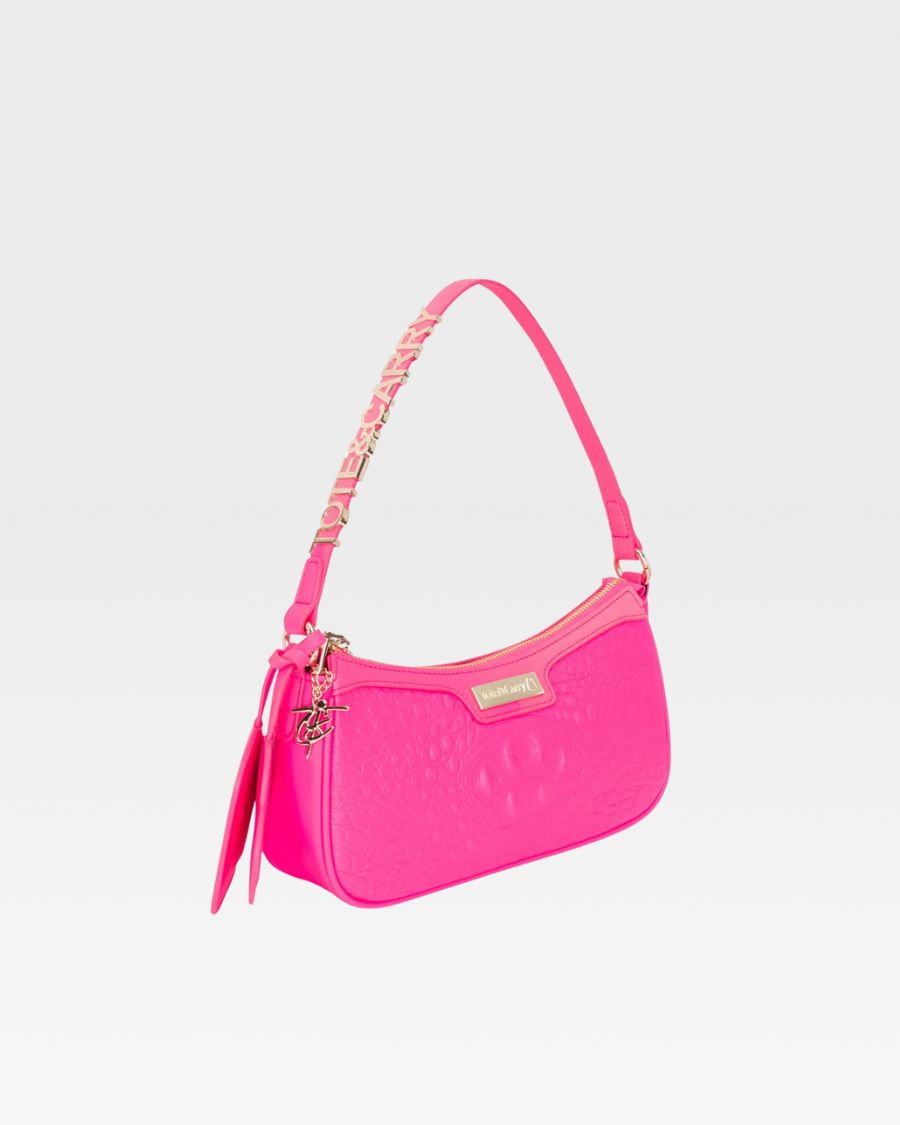 Statement Brick Shoulder Bag in Neon Pink