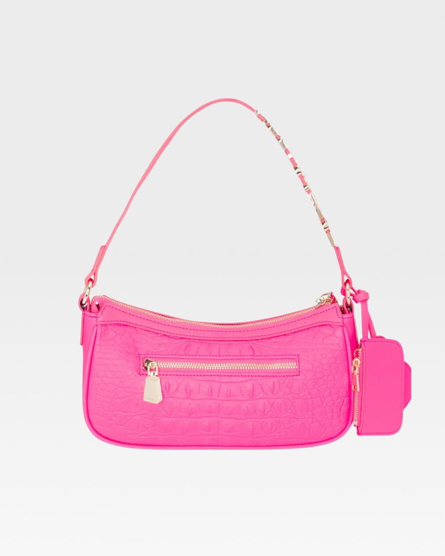 Statement Brick Shoulder Bag in Neon Pink